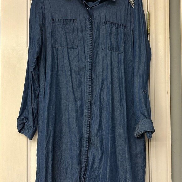 new directions Dresses & Skirts - New Directions Dress Womens L Blue 100% Cotton Long Sleeve Button Up Casual